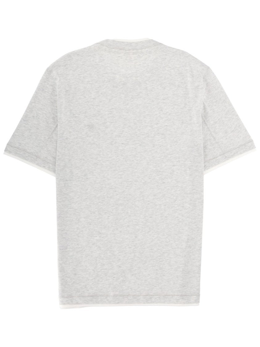 Brunello Cucinelli Grey Short-Sleeve Logo Cotton T-Shirt