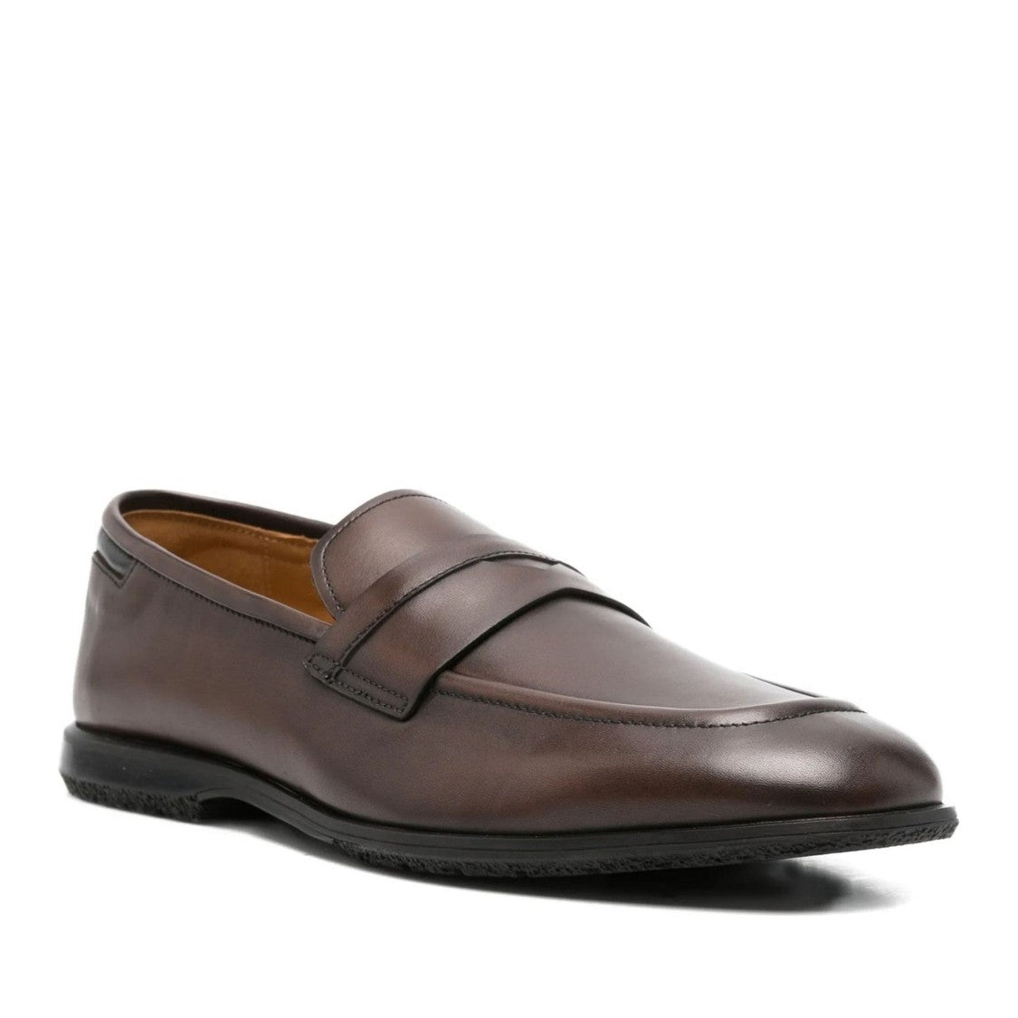 John Harrison Brown Leather Classic Penny Strap Loafers