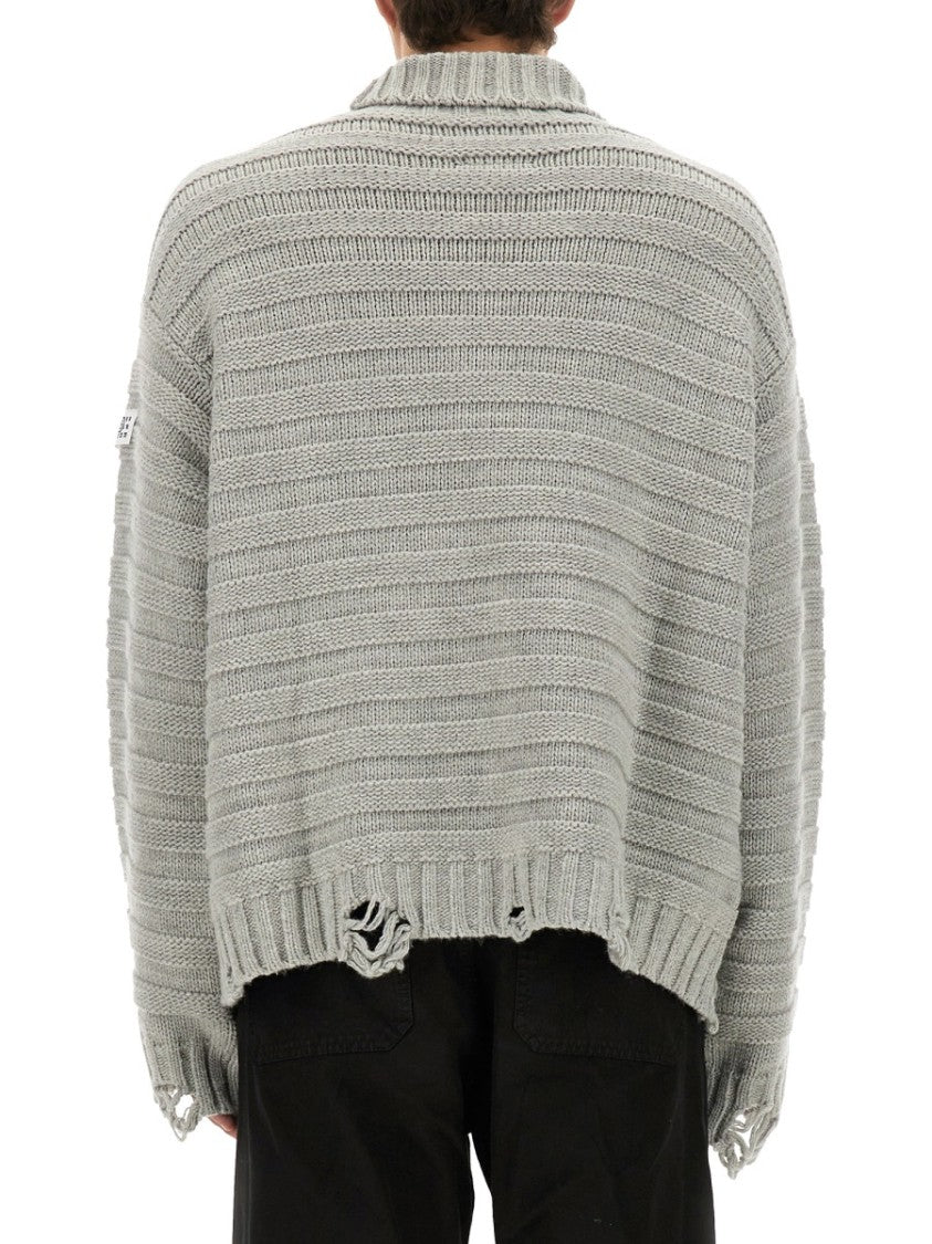 Mm6 By Maison Margiela Textured Knit Turtleneck Sweater With Oversized Silhouette