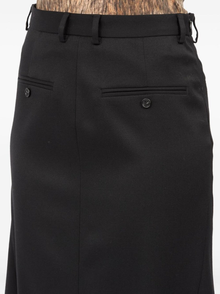Mm6 By Maison Margiela Flared Black Midi Skirt With Structured Design