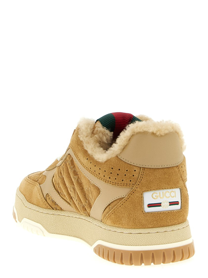Gucci Low-Top Suede Sneakers With Gg Fabric Inserts