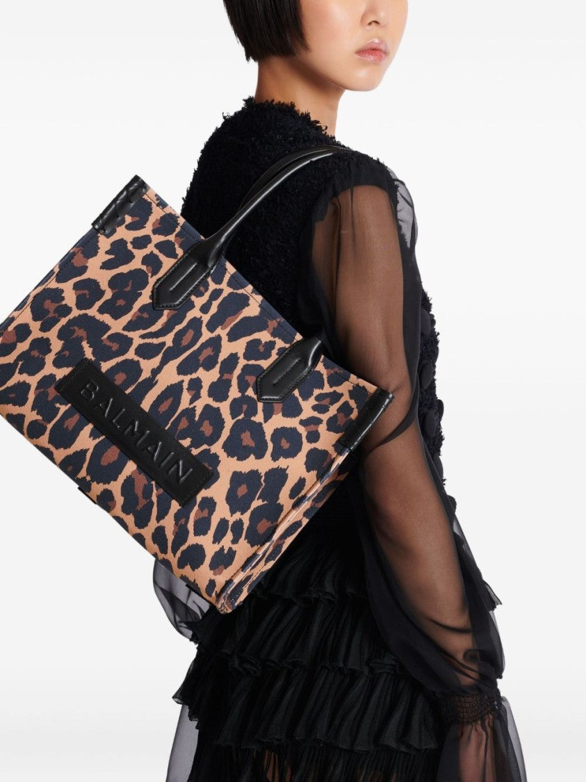 Balmain Leopard Print Tote Bag With Structured Silhouette