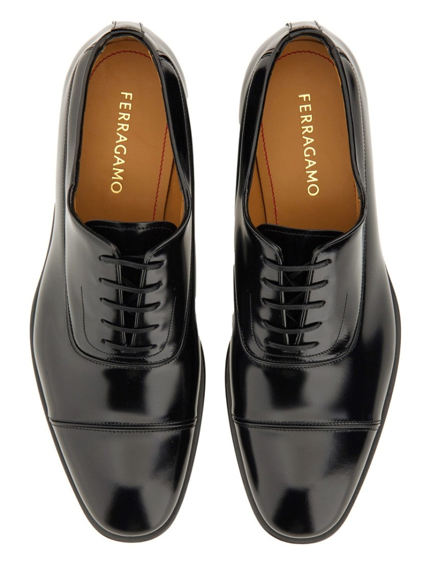 Ferragamo Oxford Lace-Up Shoes With Polished Finish