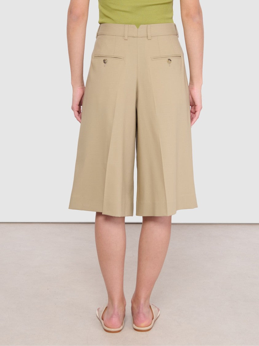 Ami Paris Beige Front Darts Wool Shorts