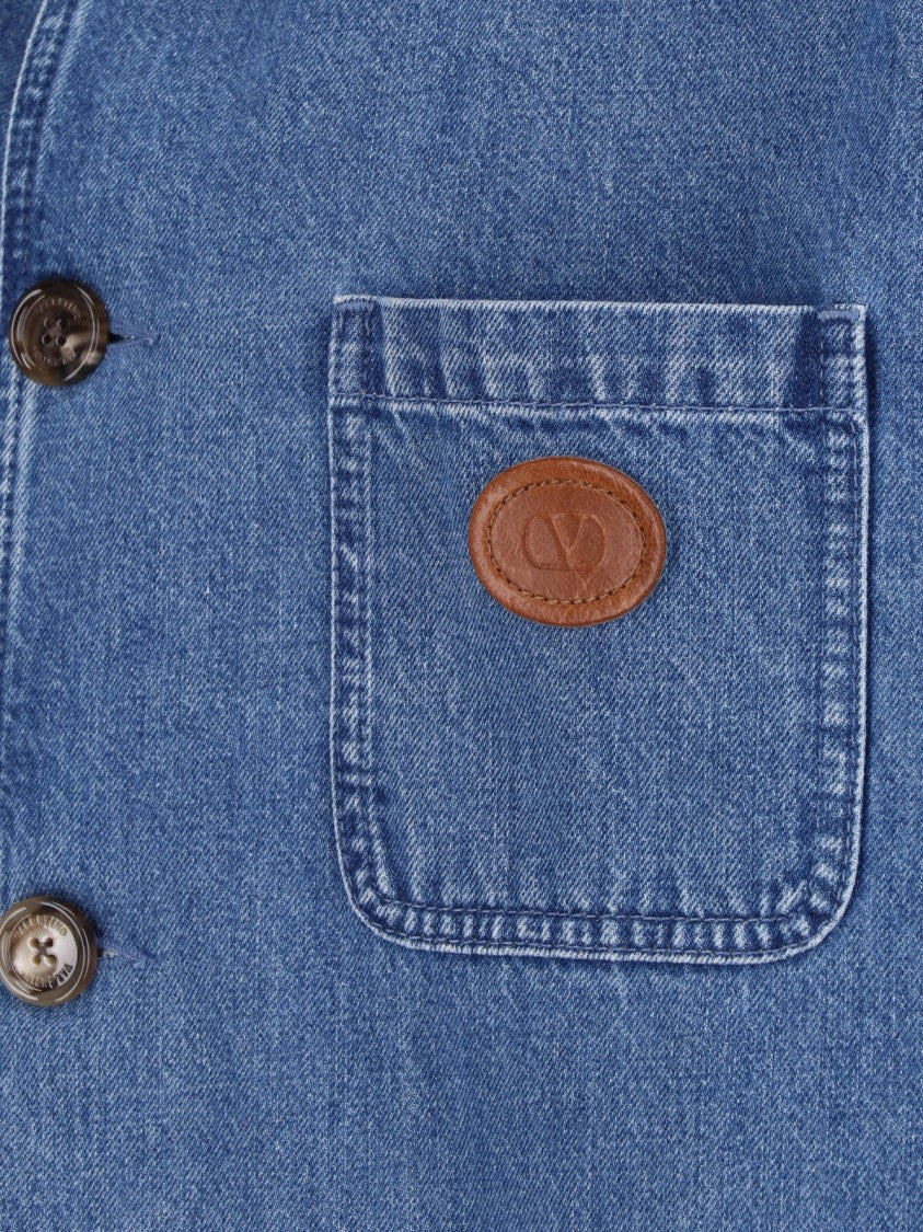 Valentino Classic Contrasting Corduroy Collar Denim Jacket