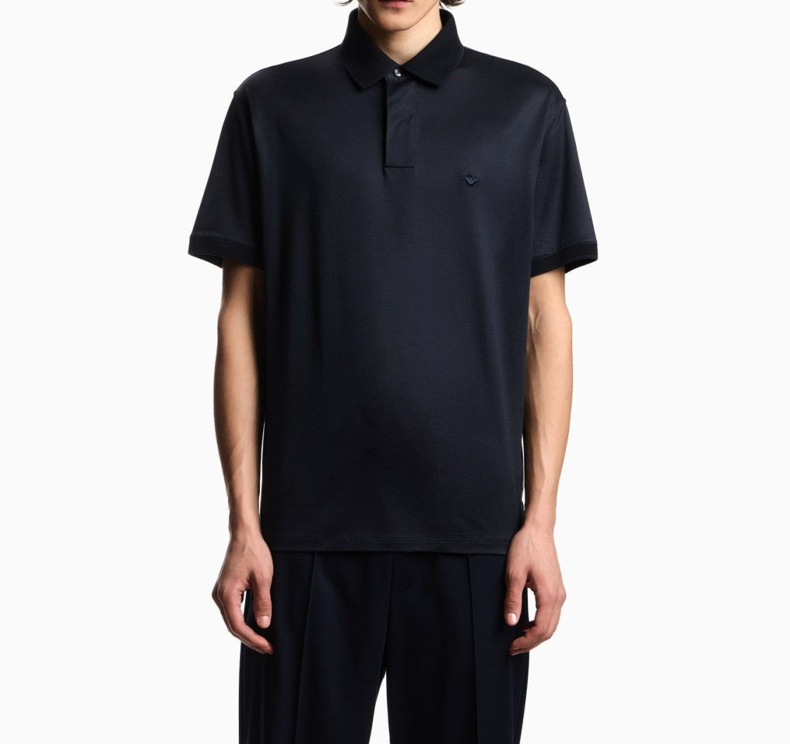 Ea7 Emporio Armani Pique Knit Polo Shirt With Embroidered Logo