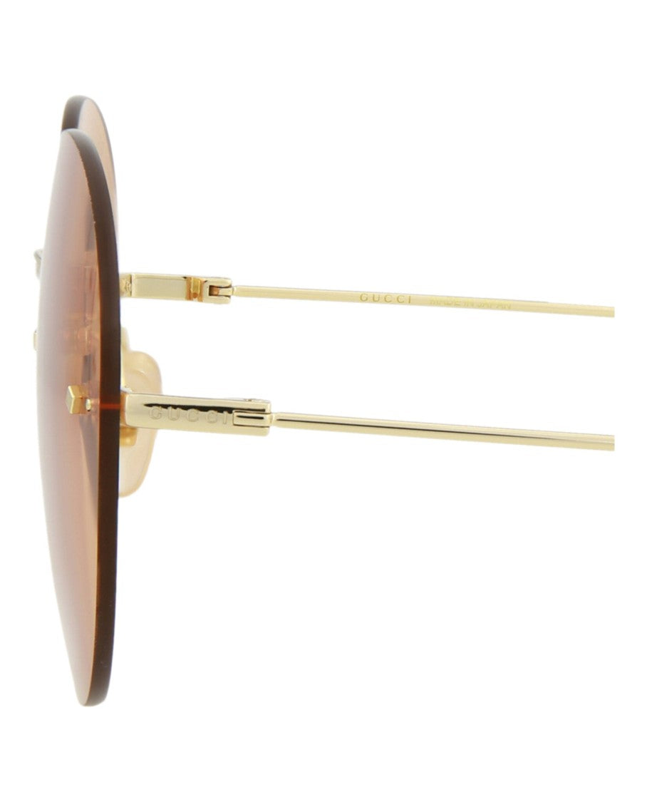 Gucci Round-Frame Metal Sunglasses With Removable Danglers