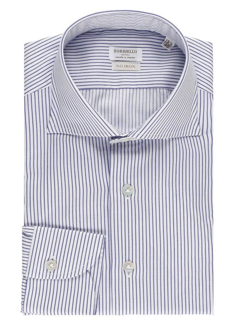 Borriello Blue Striped Cotton Casual Shirt