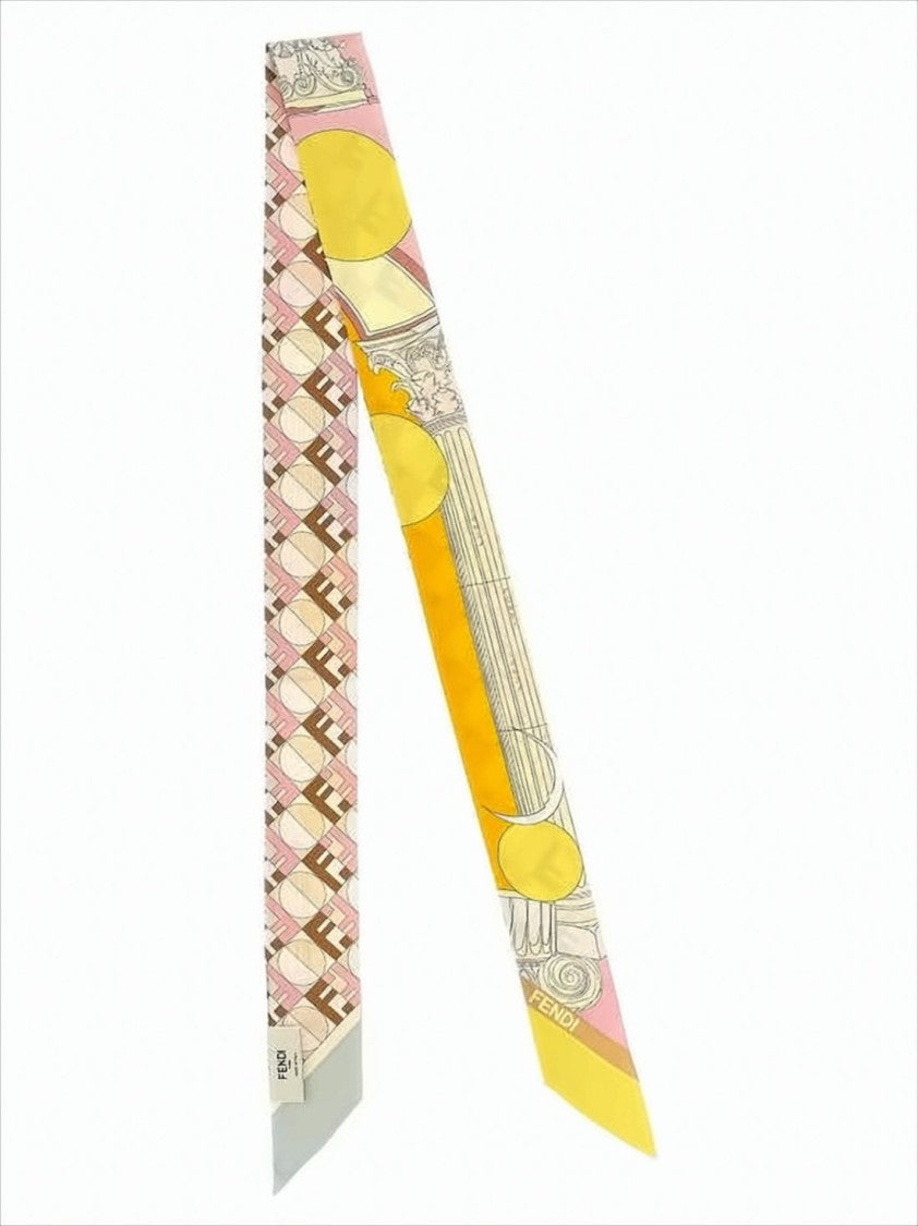 Fendi Silk Scarf With Geometric Motifs And Smooth Finish