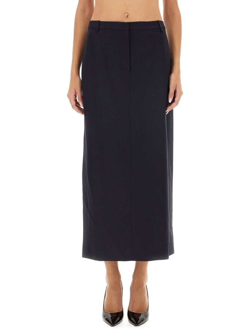 Theory Tailored Midi Skirt With Smooth Waistband