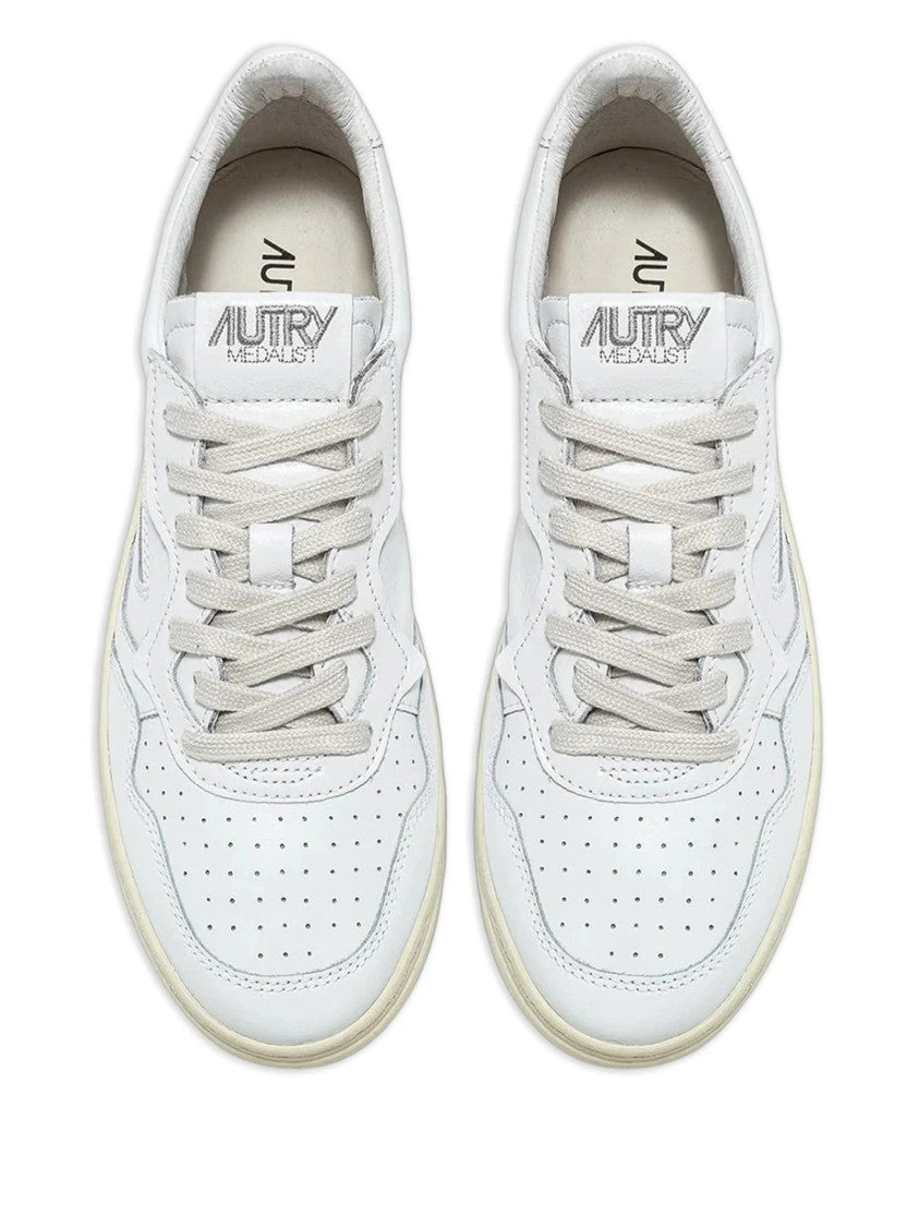 Autry White Medalist Low Leather Perforated Sneakers