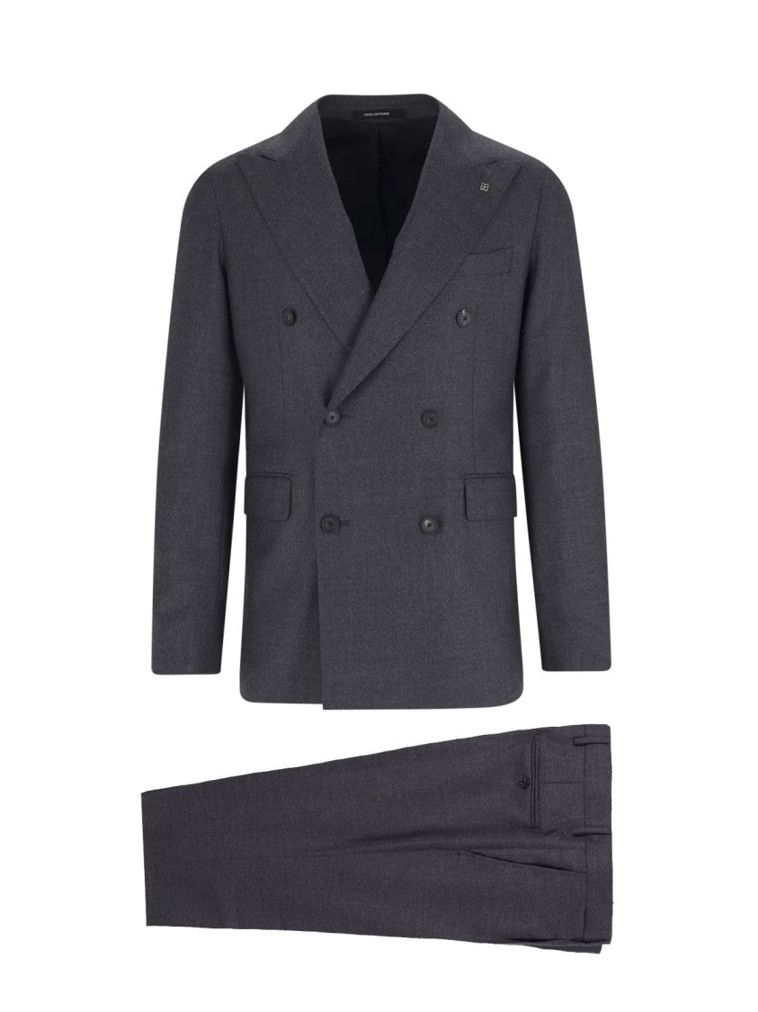 Tagliatore Double-Breasted Grey Suit With Tailored Blazer