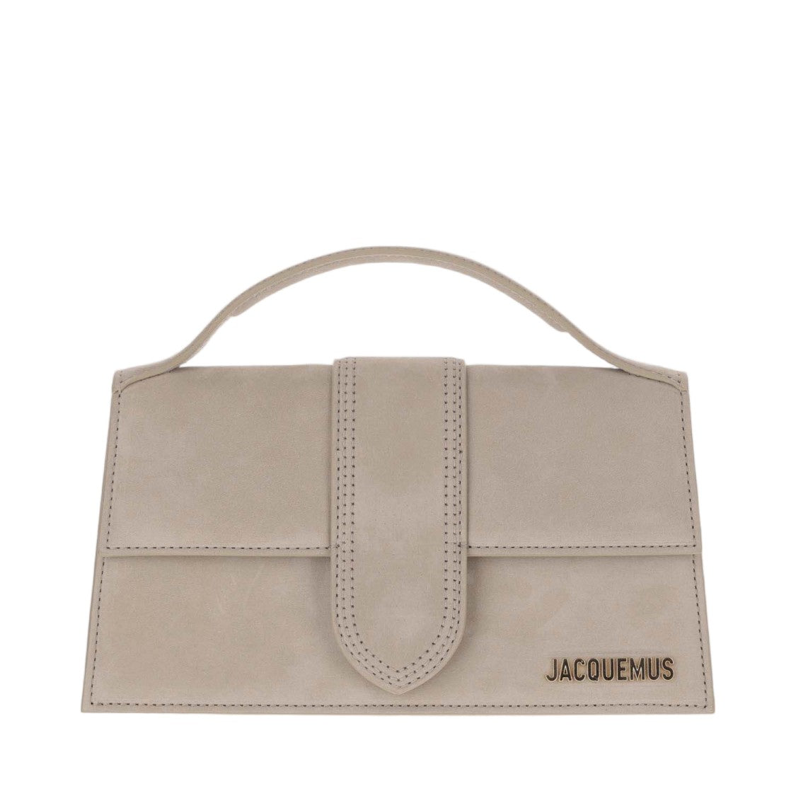 Jacquemus Rectangular Dark Beige Leather Bag With Magnetic Closure And Signature Logo