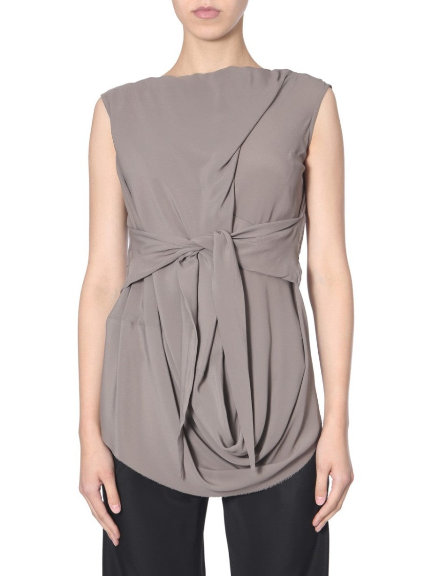 Rick Owens Sleeveless Draped Top With Knotted Detailing