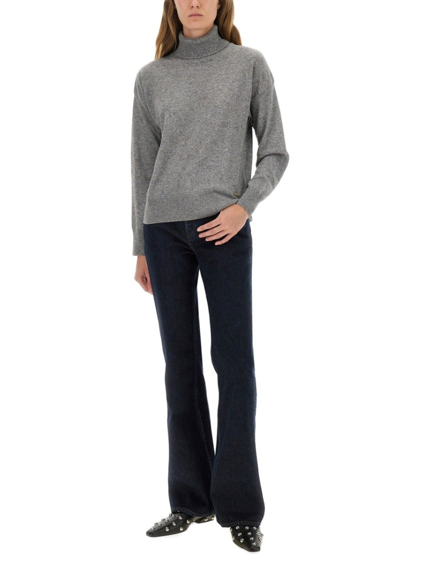 Woolrich Medium Grey Wool Turtleneck Shirt