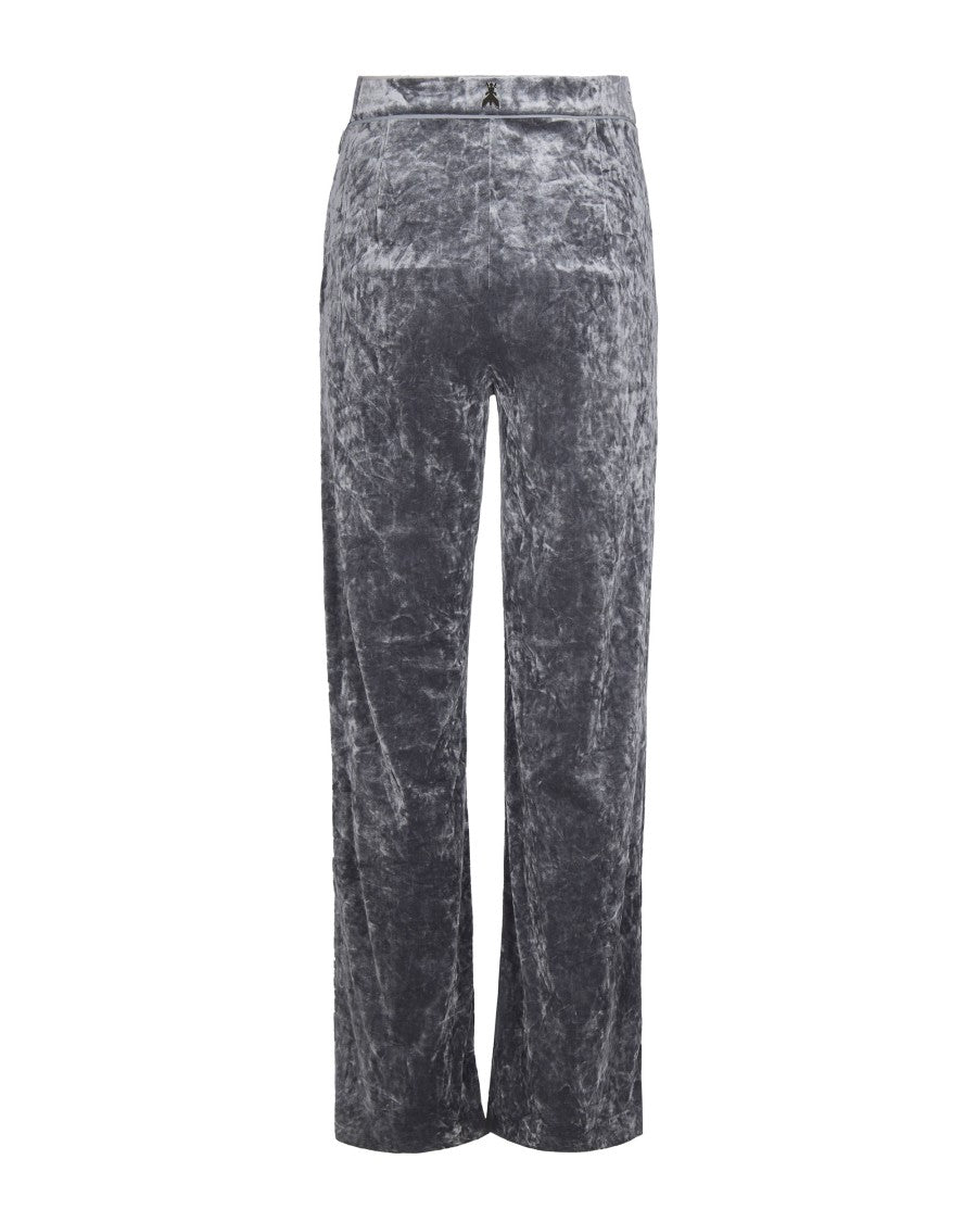 Patrizia Pepe Palazzo Leg Pants In Stretch Velvet With Rivet Detail