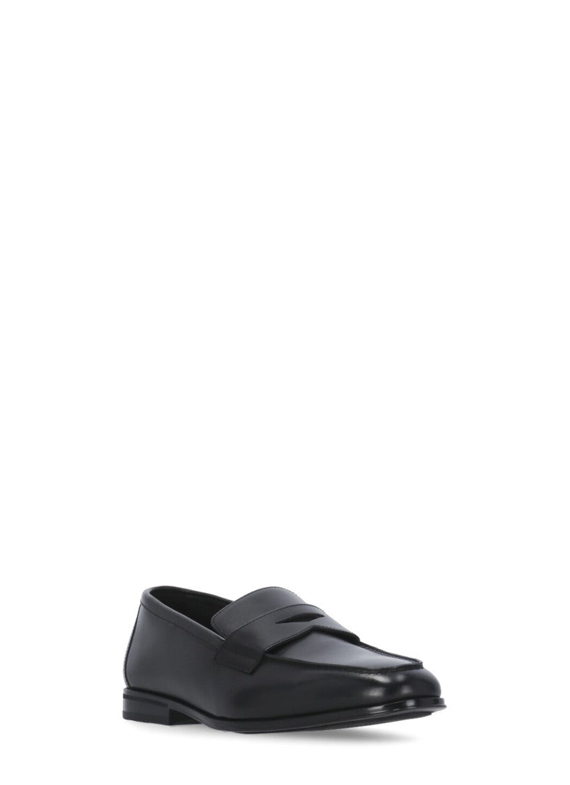 Doucal's Black Leather Mask Loafers