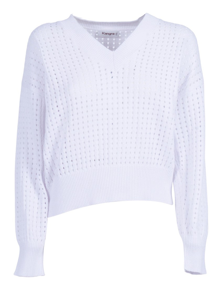 Kangra Cashmere Long Sleeve Open Knit Pulleneck Sweater