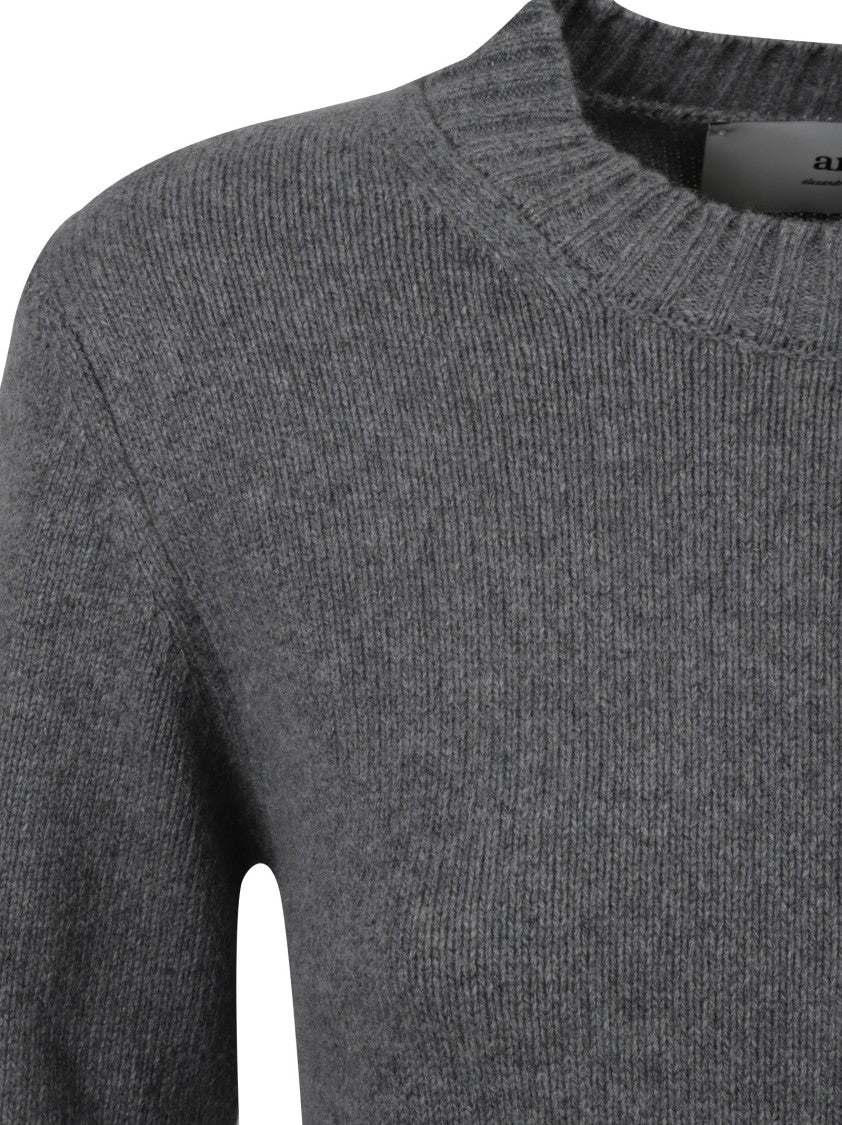 Ami Cashmere Blend Sweater With Classic Crew Neckline