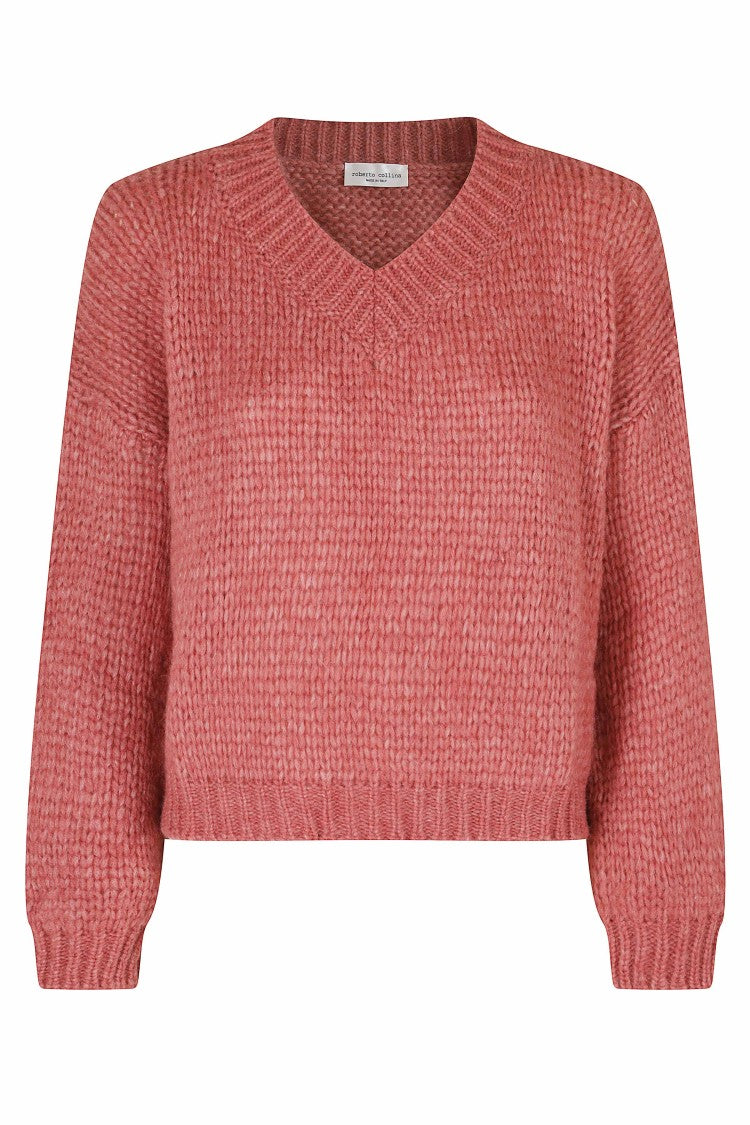 Roberto Collina V-Neck Chunky Knit Sweater With Ribbed Trim