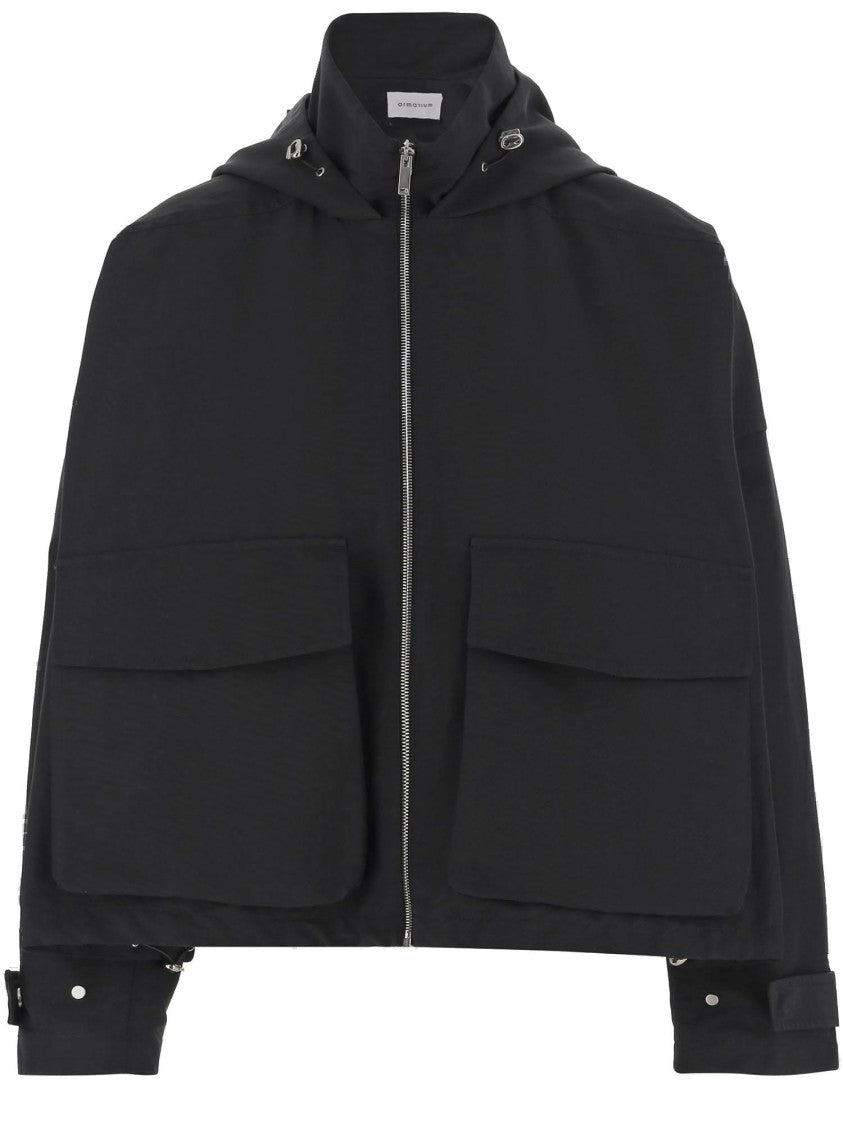 Armarium Cotton Blend Jacket With High Collar And Adjustable Hood