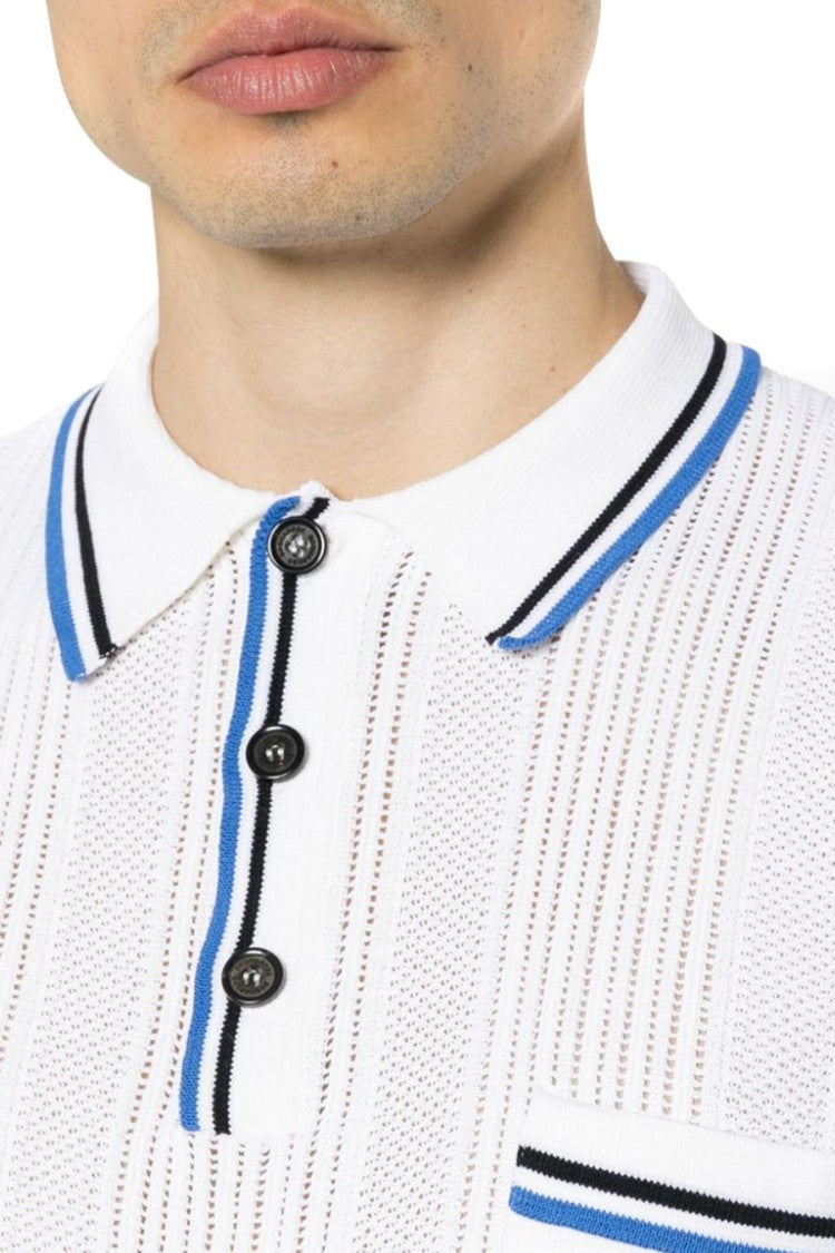 Dsquared2 Textured Stripe Knit Polo Buttoned Placket
