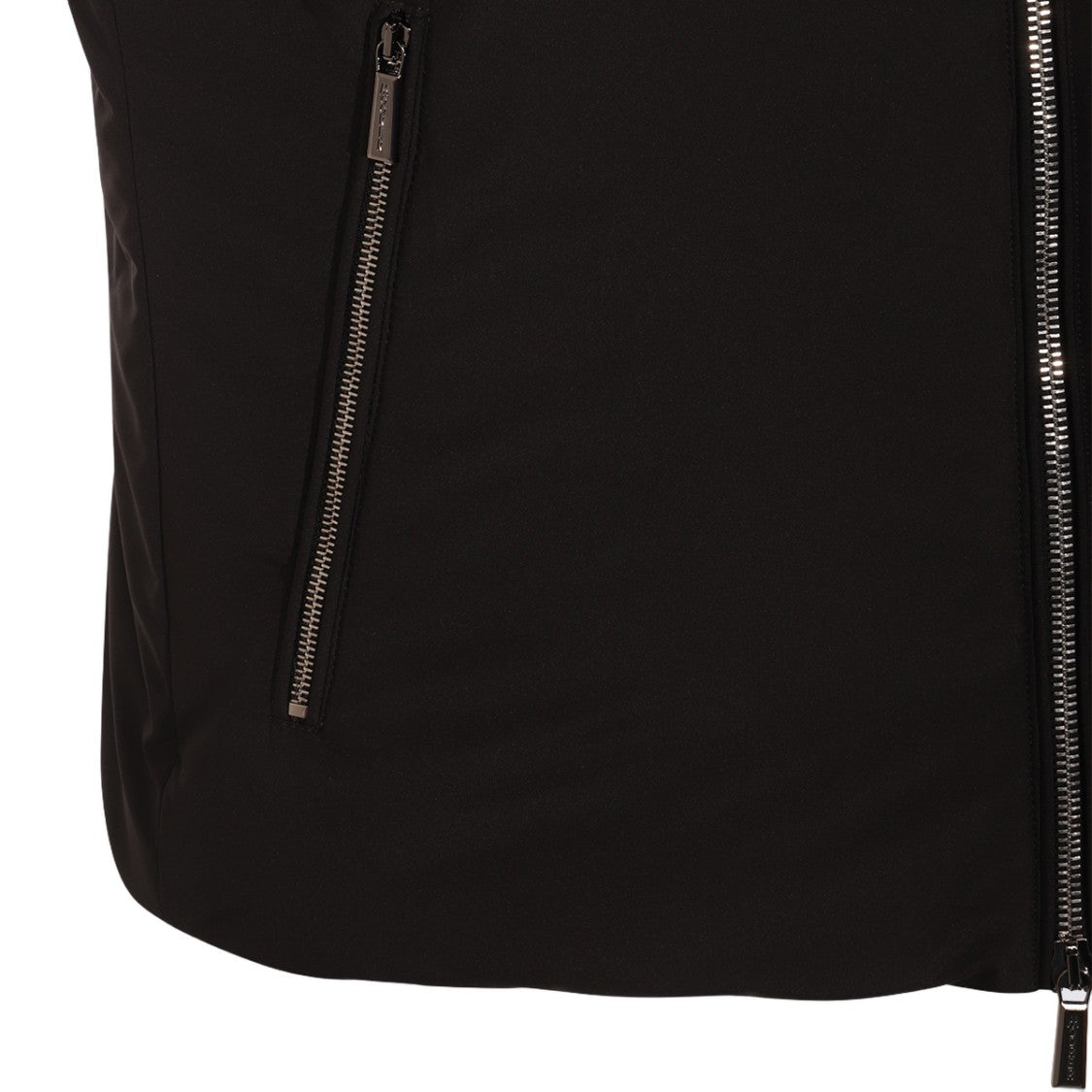 Moorer High Collar Sleeveless Vest With Zipper Detail