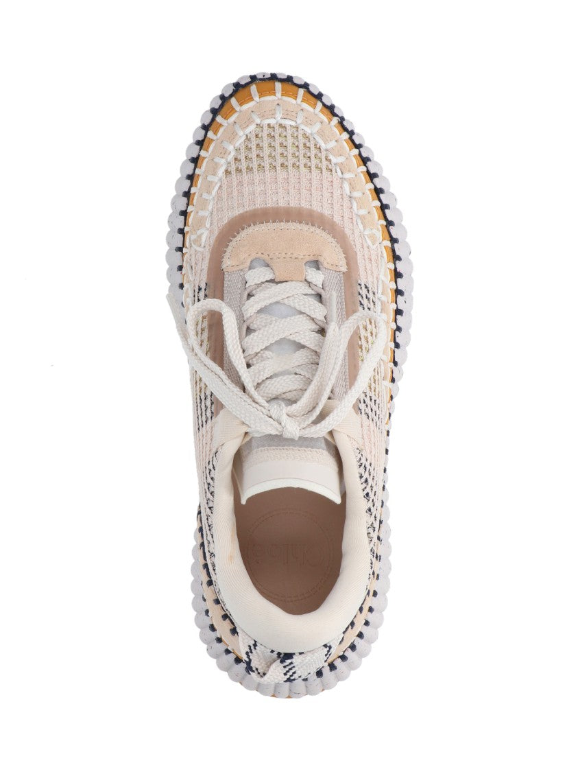 Chloé Beige Fabric And Suede Sneakers