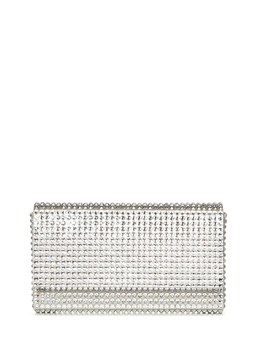 Amina Muaddi Mini Satin Clutch With Detachable Chain Strap