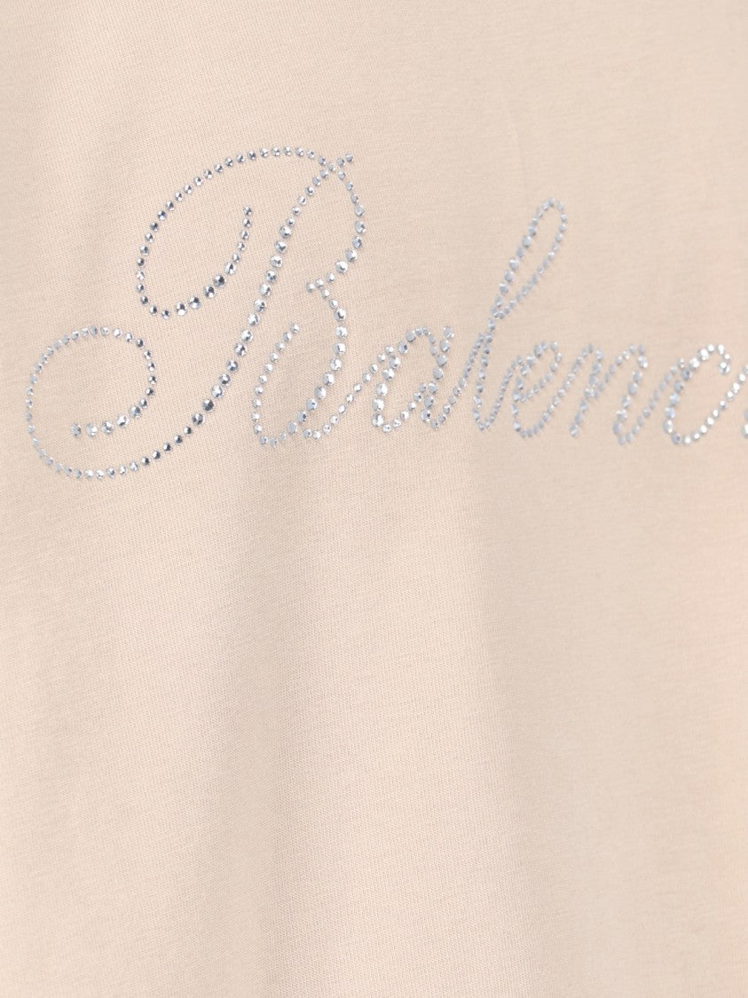 Balenciaga Crystal Logo T-Shirt – Beige
