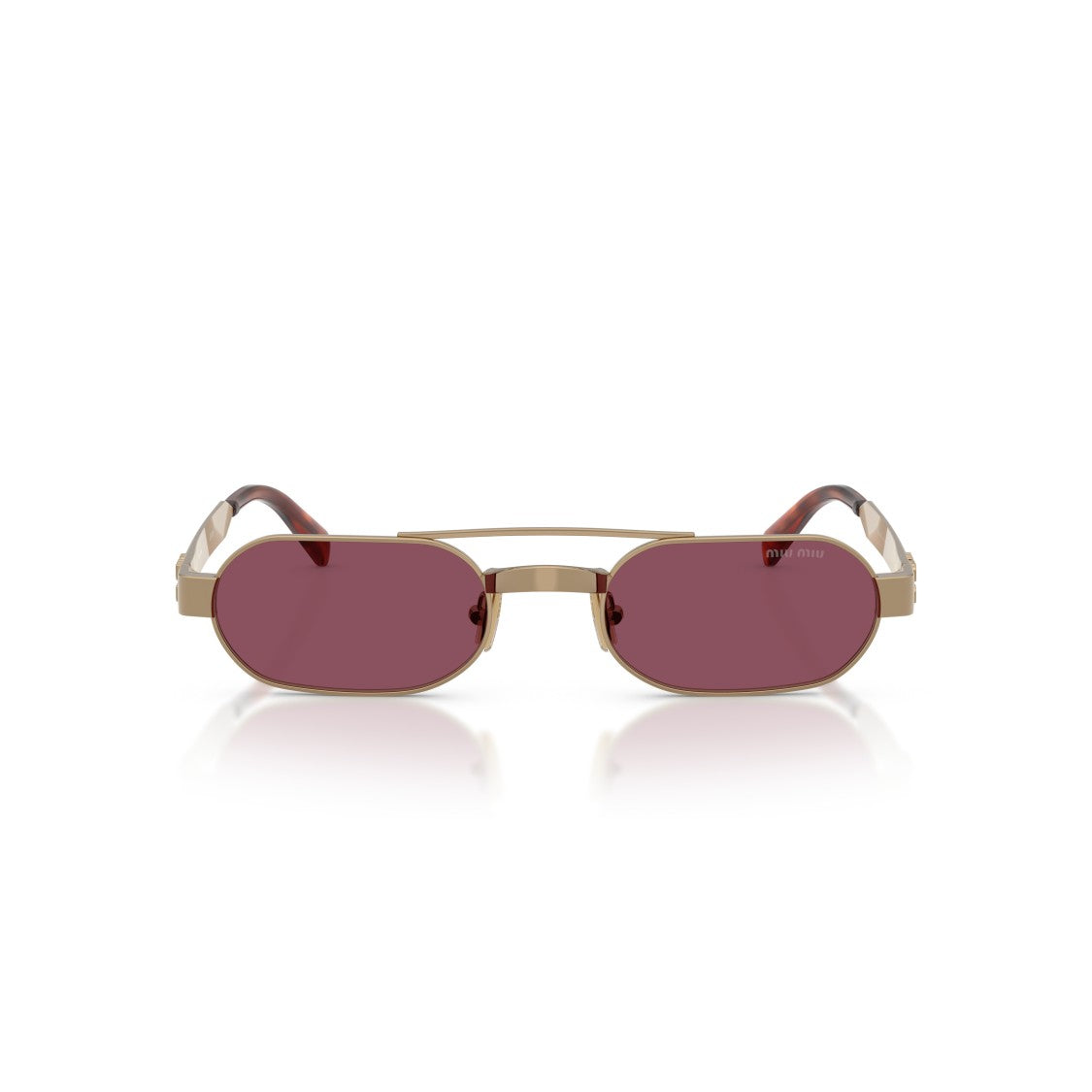 Miu Miu Gold-Tone Metal Frame Sunglasses With Oval Lenses
