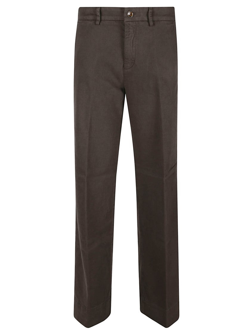 Mason's Straight-Leg Brown Trousers With Mid-Rise Waist