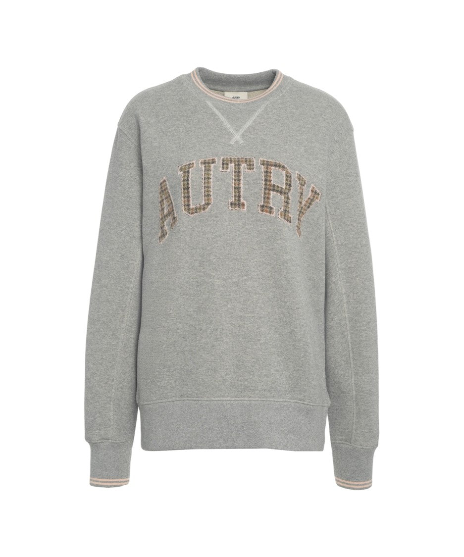 Autry Embroidered Logo Grey Cotton Sweatshirt