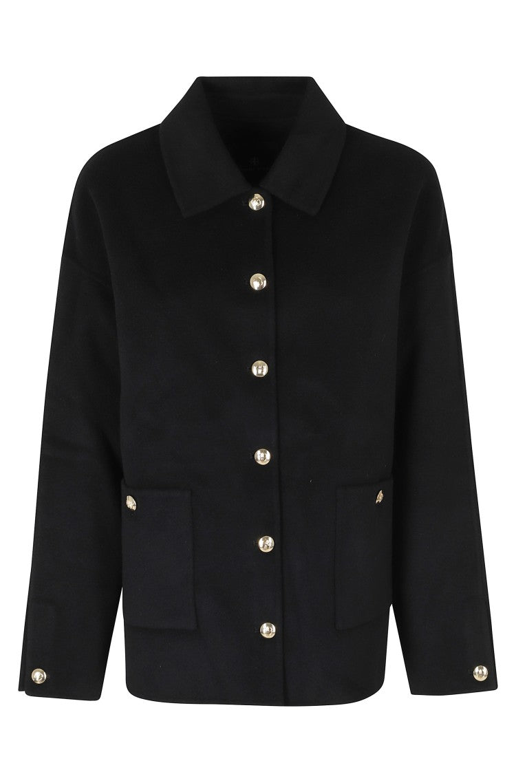 Anine Bing Black Luca Utility Oversized Wool-Cashmere Jacket