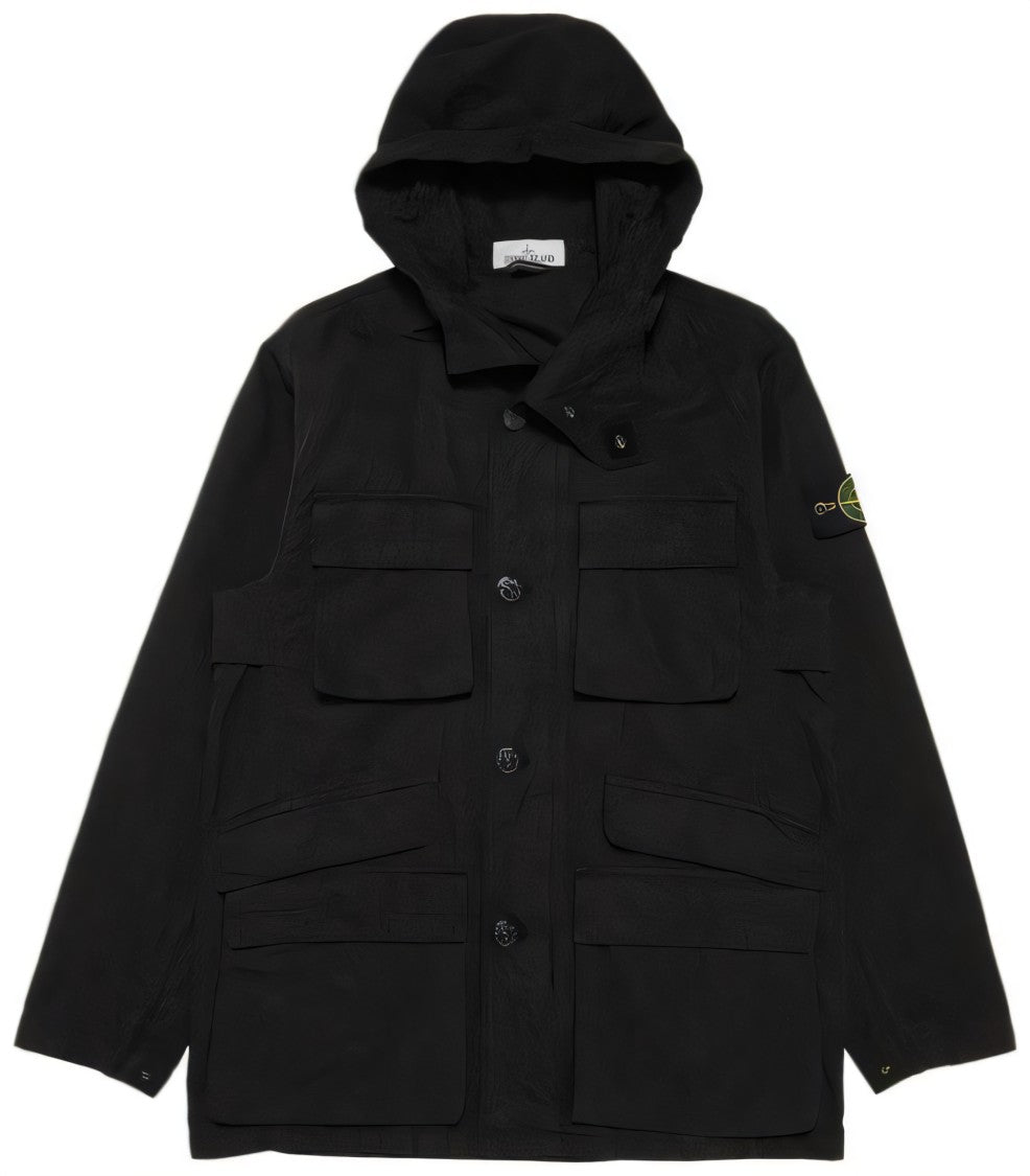 Stone Island Relaxed Fit Black Jacket With Hood
