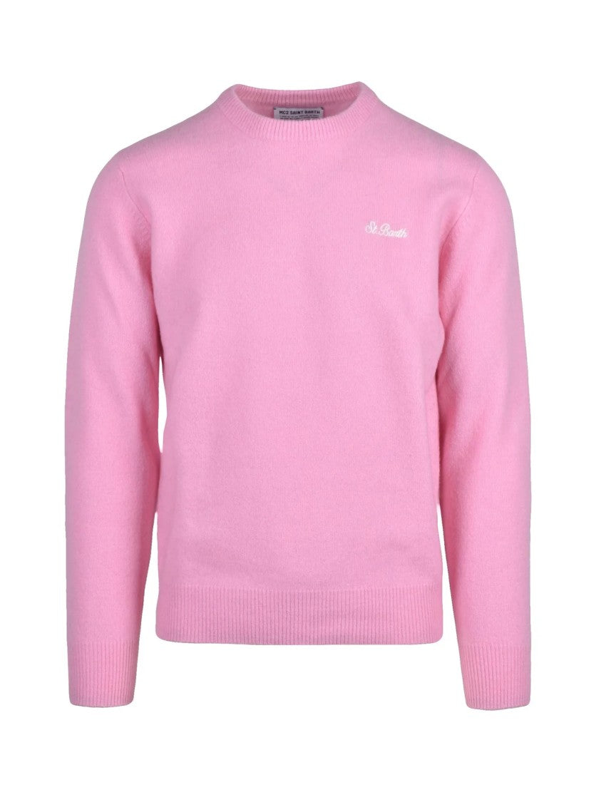 Mc2 Saint Barth Classic Crewneck Wool Sweater With Embroidered Logo