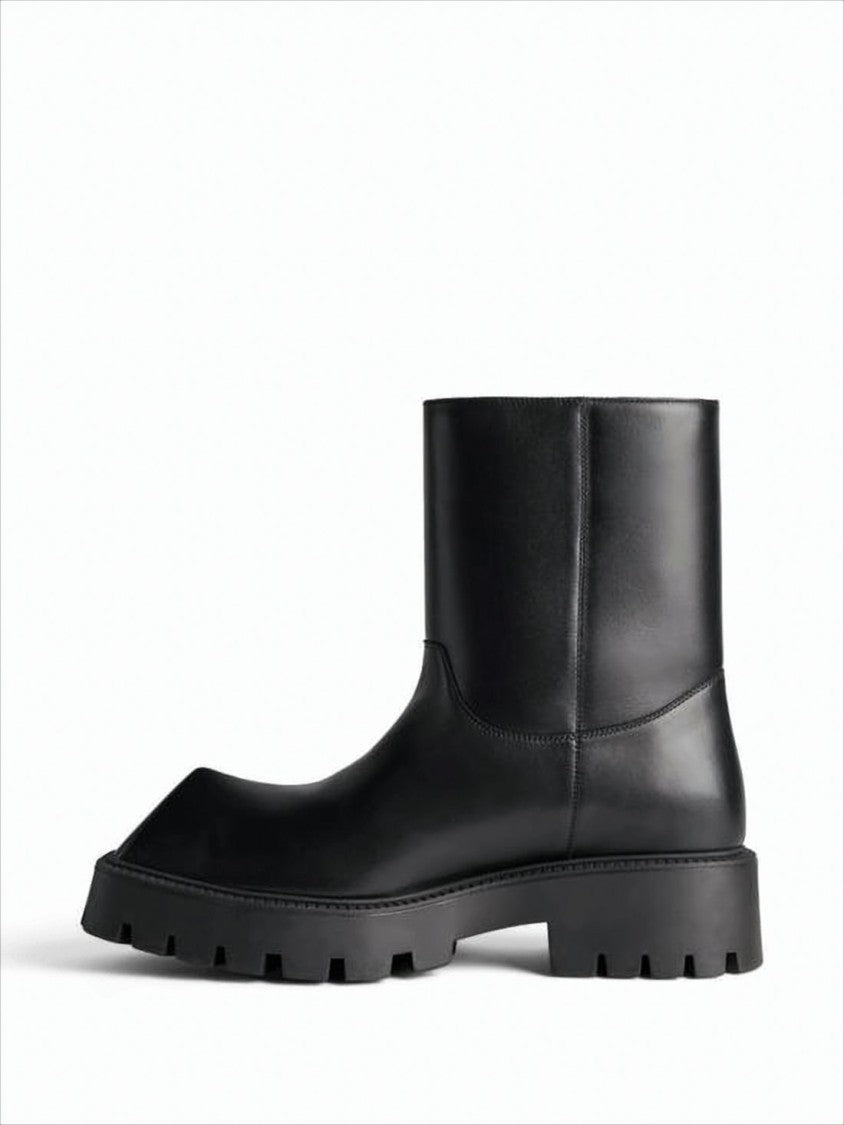 Balenciaga Mid-Calf Chunky Lug Sole Boots With Square Toe Design