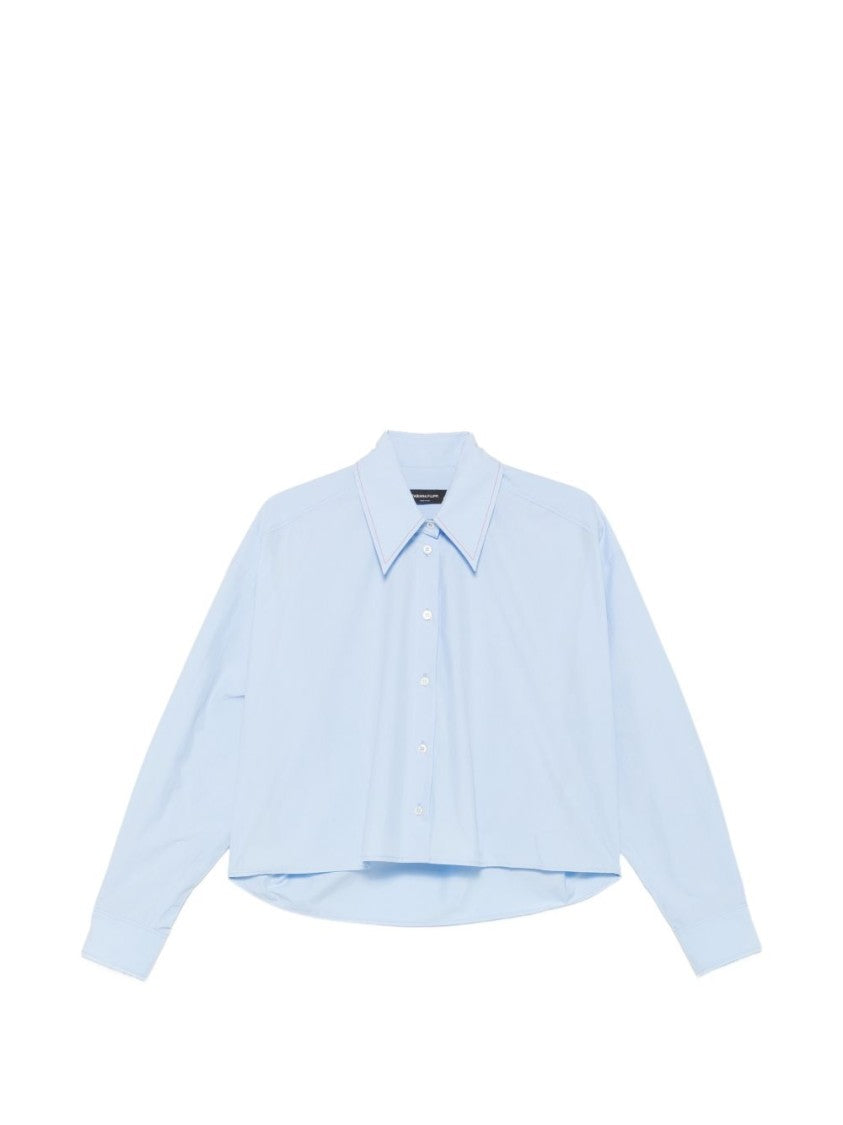 Fabiana Filippi Black Cropped Boxy Classic Collar Shirt