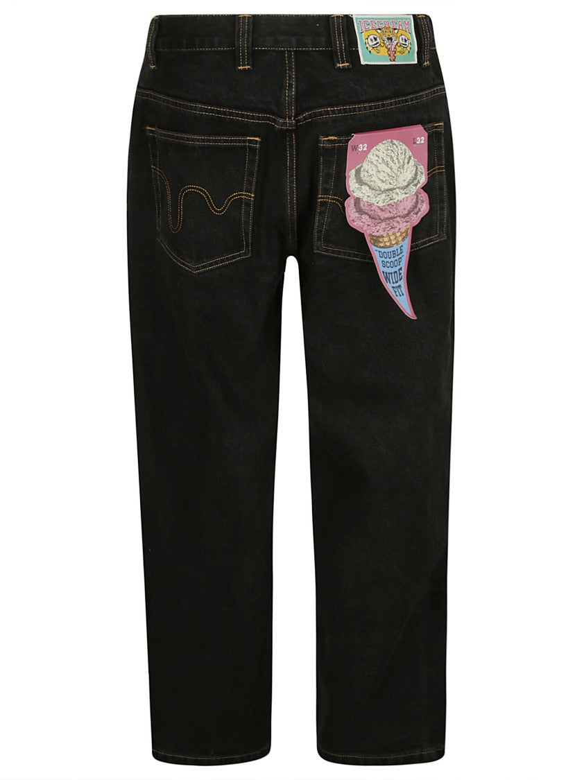 Icecream Black Jeans With Print