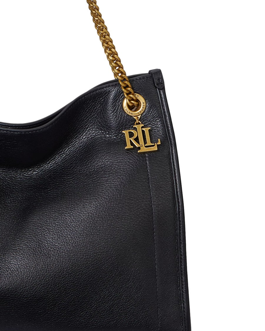 Lauren Ralph Lauren Elegant Black Leather Tote Bag