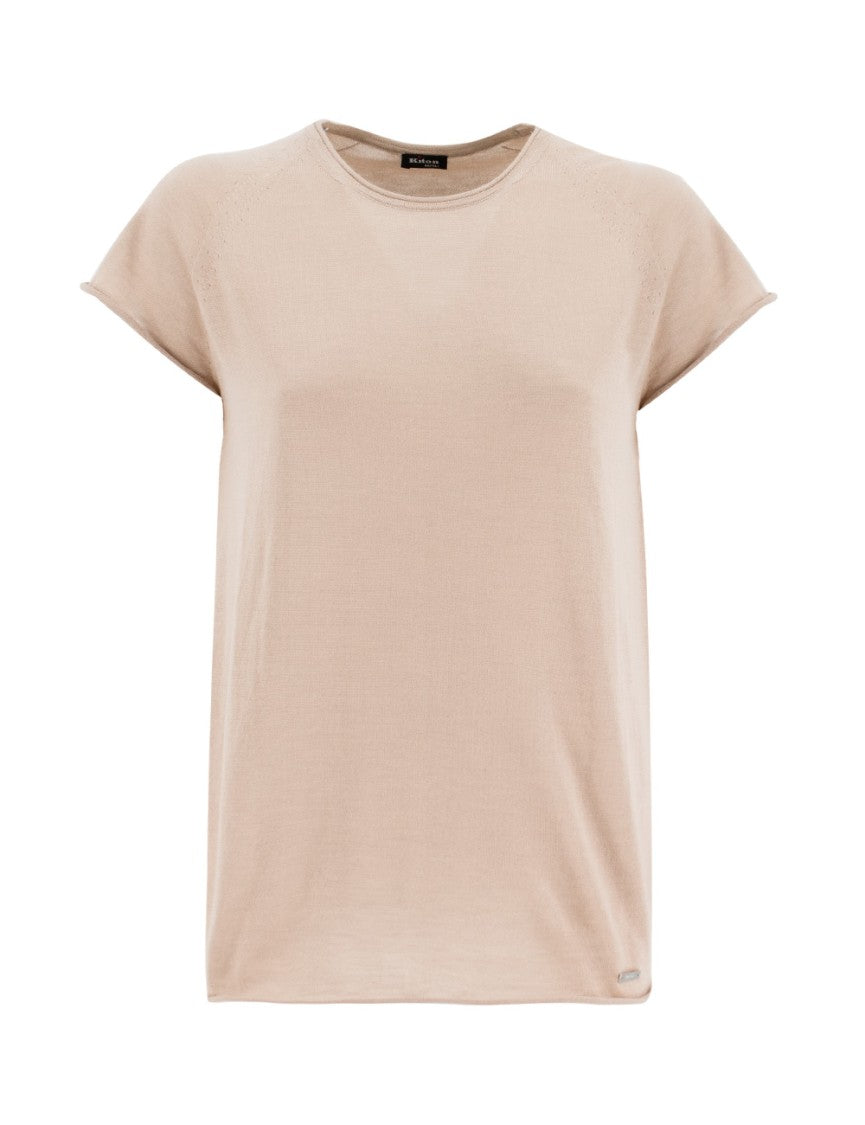 Kiton Sand Color Cashmere Silk Blend T-Shirt