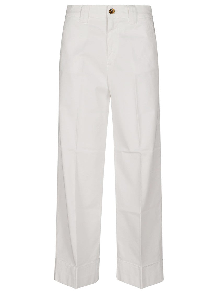 Mason's Cropped Chino Trousers With Button Closure And Cuffed Hems