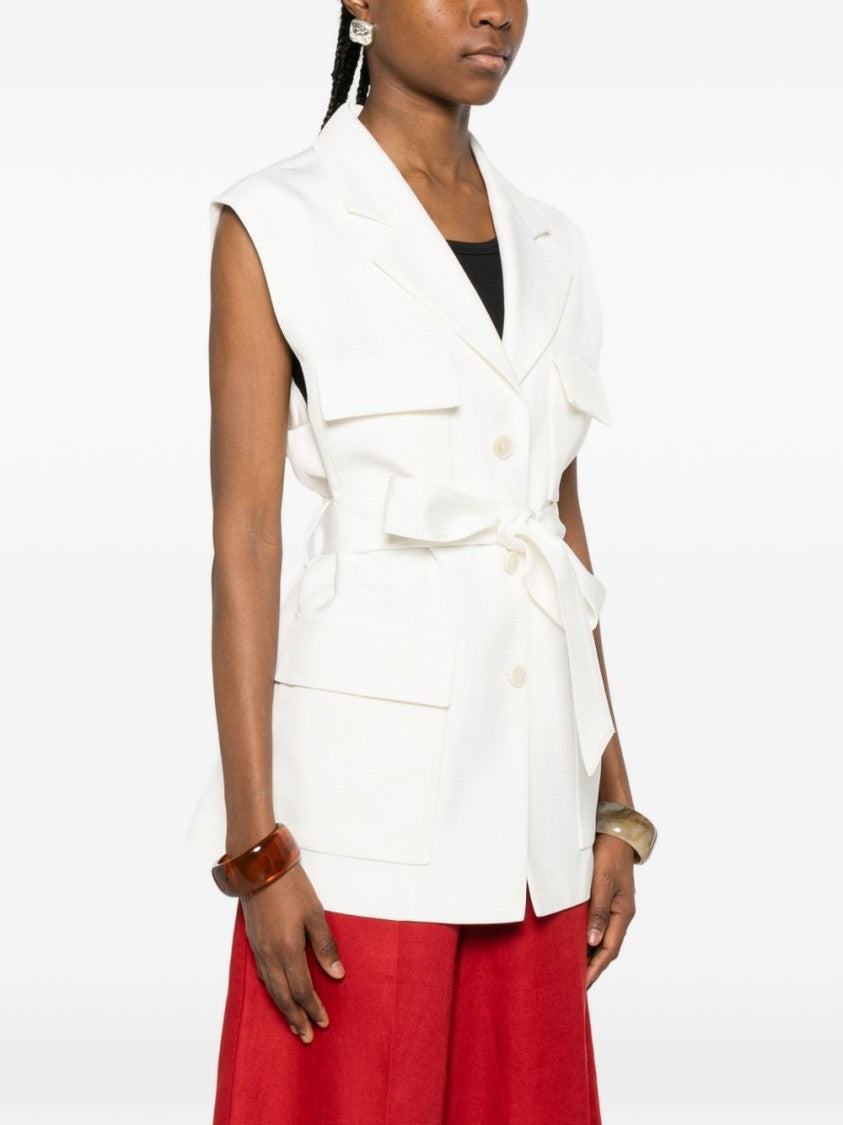 Parosh Structured Sleeveless Notched Lapel Jacket