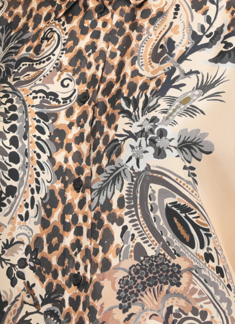 Etro Intricate Print Silk Shirt With Classic Collar