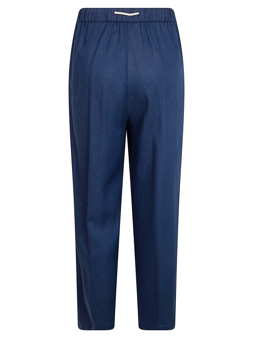 Herno Relaxed-Fit Navy Trousers With Elastic Waistband And Drawstring