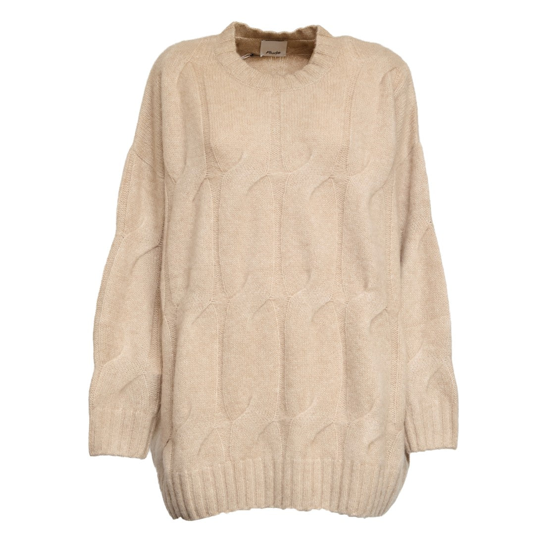 Allude Cable Knit Sweater With Ribbed Detailing