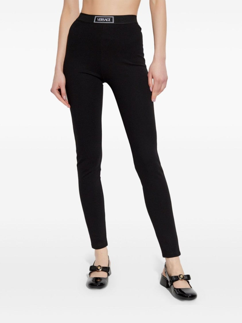Versace High-Waisted Slim Fit Trousers With Branded Label