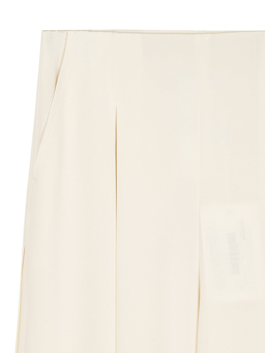 Max Mara Ivory Wide-Leg Trousers With Front Pleats