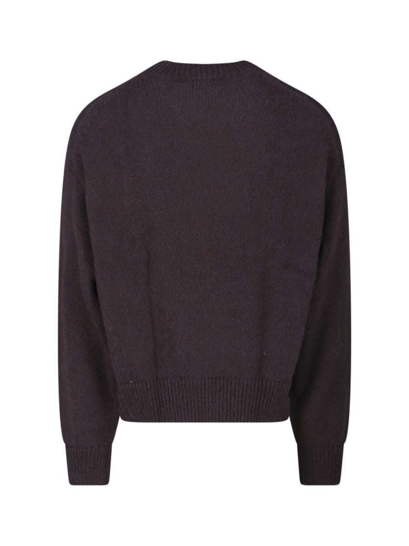 Studio Nicholson Classic Brown Knit Sweater With Ribbed Details