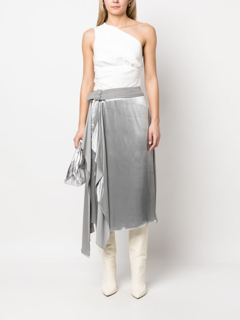 Fendi Asymmetrical Grey Skirt With Draped Detail